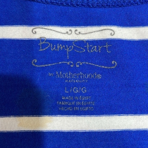 BumpStart Motherhood Maternity Stripe Short Sleeve T Shirt Dress SZ L Blue White - Picture 6 of 6